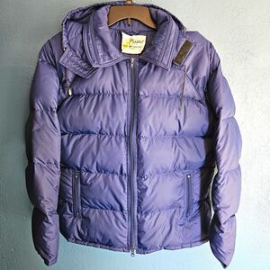 Vintage 70s 80s Ski Daddle Puffer Jacket Down Pack-In Mens XL Blue Hooded Coat